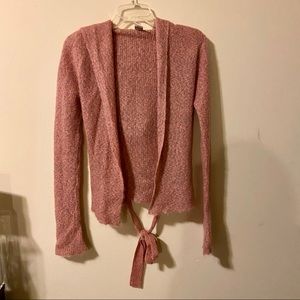 Free people hooded open front w/tie cardigan small